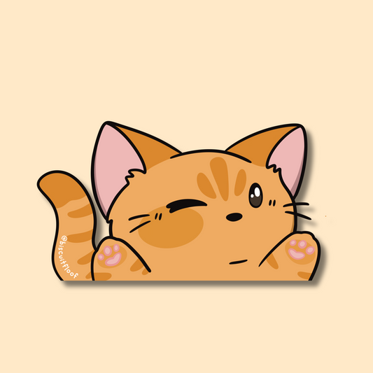 Orange Cat Peeker Sticker